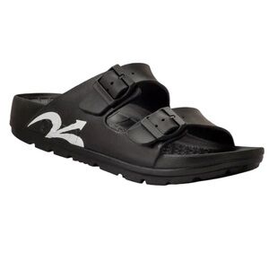 Gravity Defyer black upBov buckle slide on sandals ortho therapeutic verso cloud